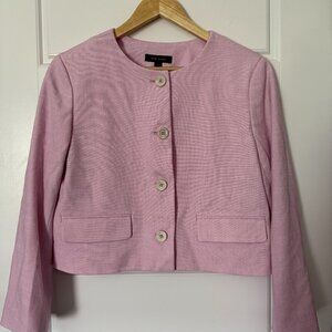 Ann Taylor Crew Neck Jacket in Cross Weave (Light Pink)